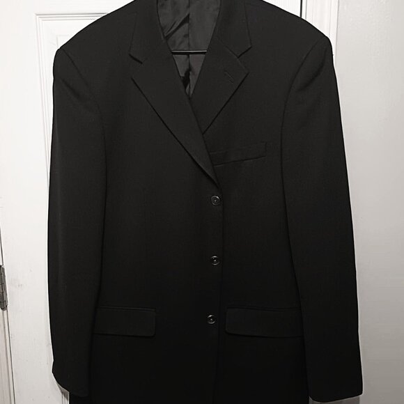 Linea Uomo Men Black 3 Metal Button Suit Jacket Only 44R - Picture 3 of 12